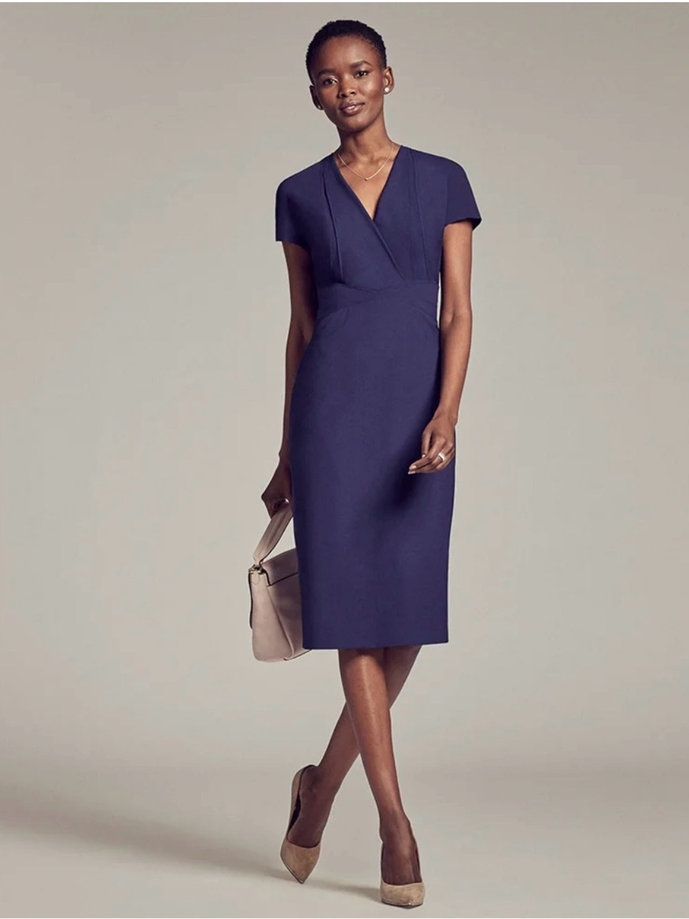 MM Lafleur Wool Emma Midi  Dress in Midnight Blue Size 6